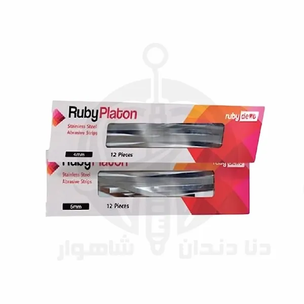 نمای روبهرو از نوار پرداخت فلزی 12 عددی RubyPlaton روی زمینه سفید