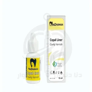 نمای روبه‌رو از وارنیش رزینی نیک درمان Copal Liner Varnish روی زمینه سفید