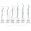 نمای روبه‌رو از SICKLE SCALERS جویا با دسته Hollow و SoIid روی زمینه سفید