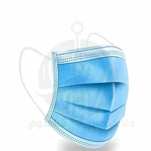 تصویر ماسک پزشکی سه لایه با بندهای کشی دوطرفه