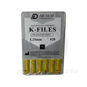 فایل دستی Denco K-File سبز دور زرد سایز ۳۵ با طول ۲۵ میلی‌متر